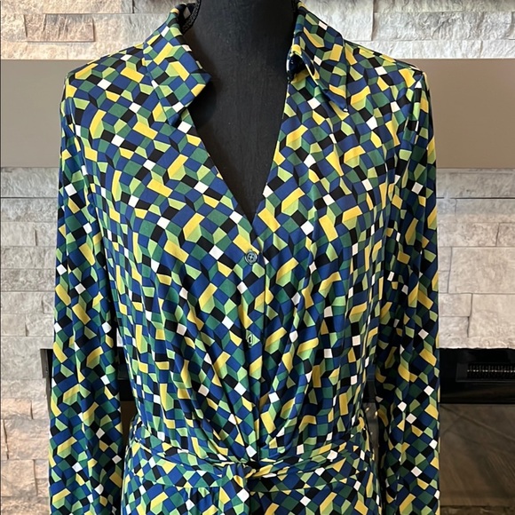 London Times Longsleeve Geometric Dress size 16 - Picture 7 of 16